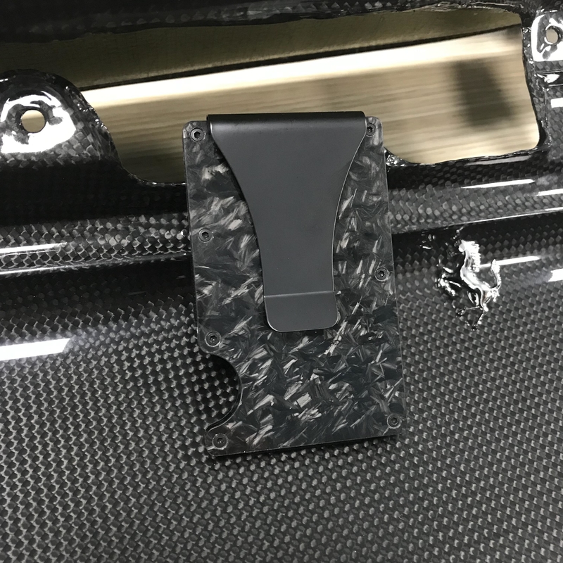Durable Mini Forged Carbon Fiber Credit Card Holder Wallet With RFID Block